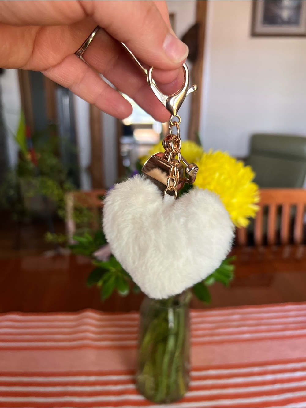Heart Keychain Bag Charm - White
